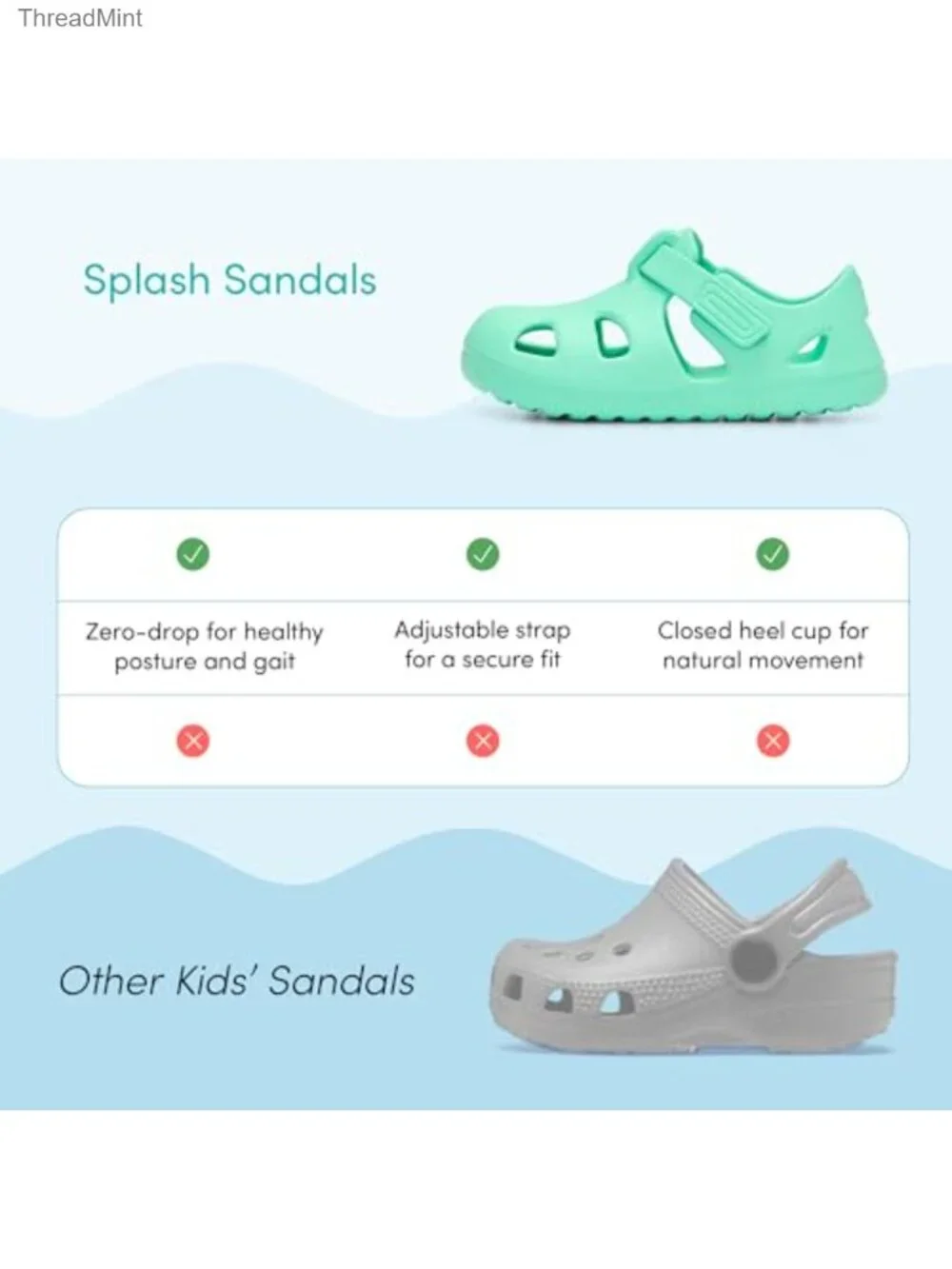 Toddler Water Shoes APMA Accepted Quick-Dry EVA Sandals